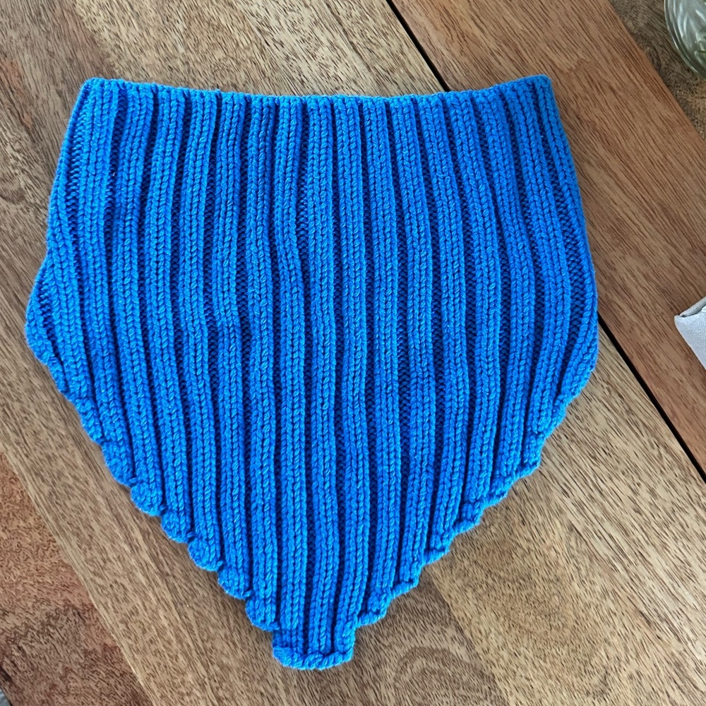 Royal Blue Knit Backless Bandeau Crop Top